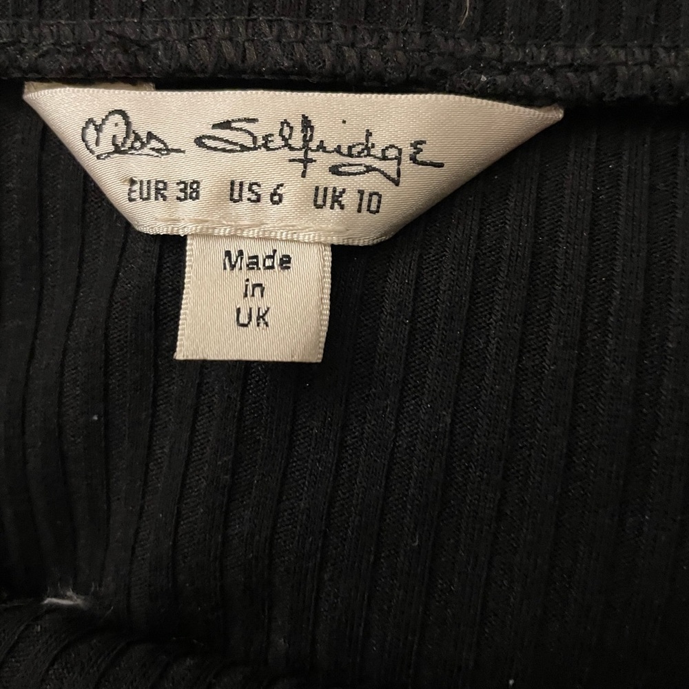 Miss Selfridge ribbed black midi skirt
